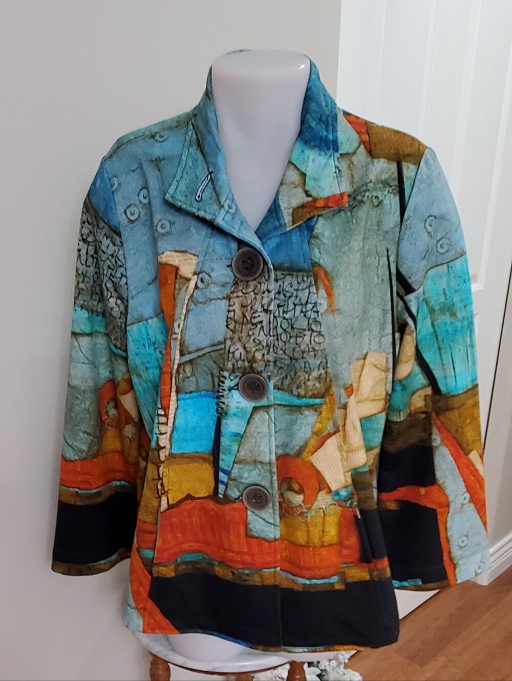 Dolcezza Colorful 3/4 Slv Jacket Blazer Large 37-39 Bust